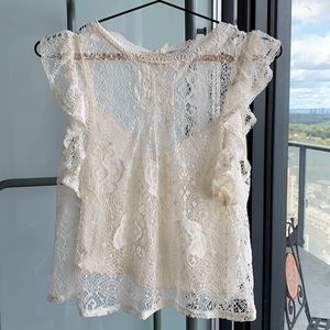 Zara cropped ecru lace top